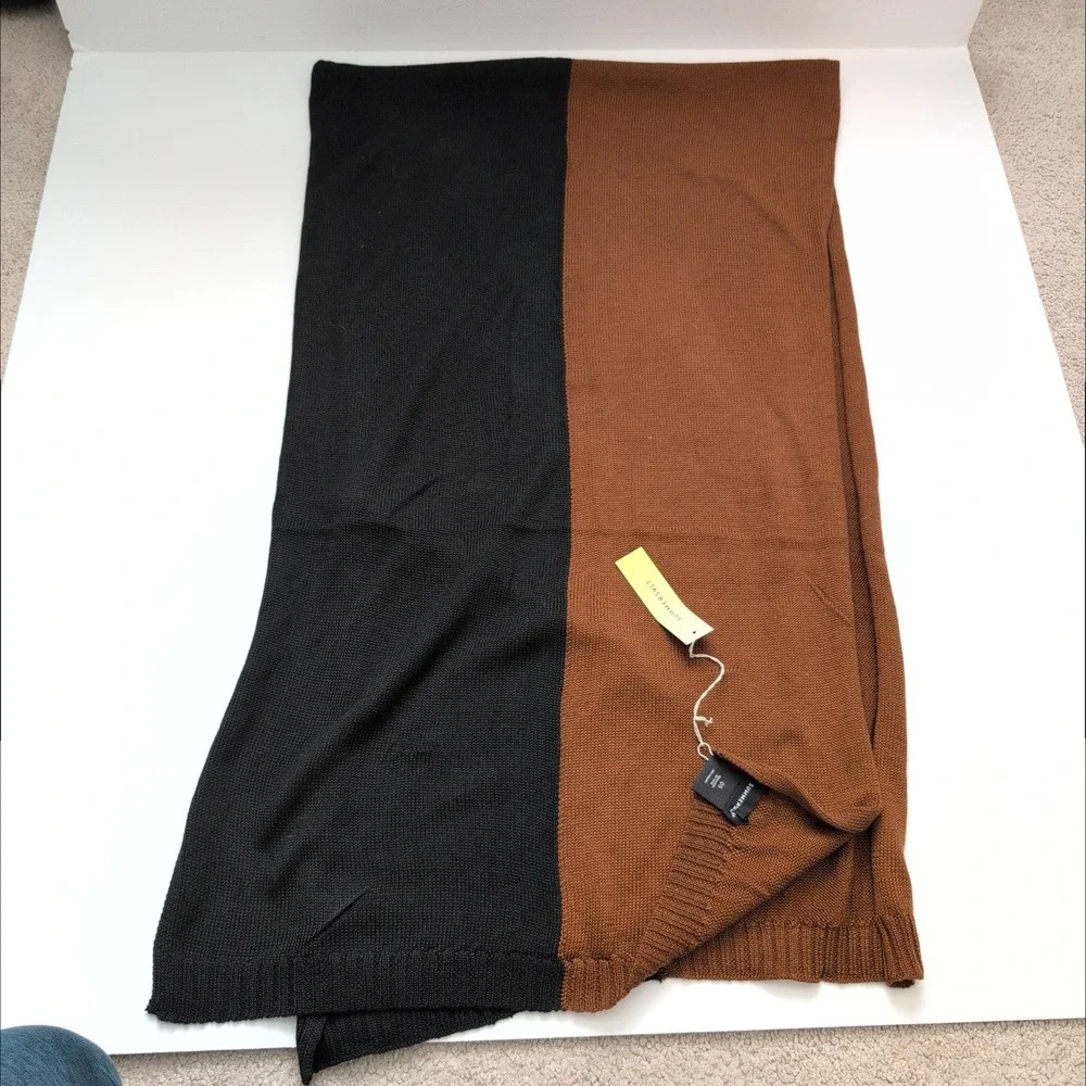NWT Summersalt 2-Tone Scarf Black‎ Brown Knit Color Block OS Neutral Minimalist